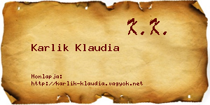 Karlik Klaudia névjegykártya